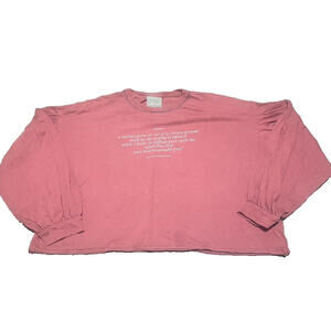 Taylor Swift Folklore Women XL The Lakes Long Sleeve Crop Shirt Pink Lyrics Rare